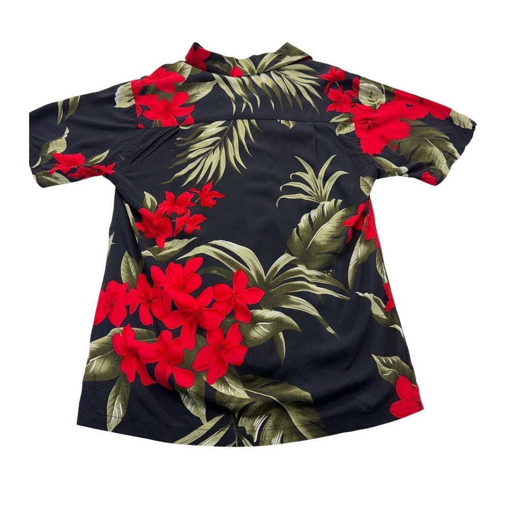 Favant Floral Palm Rayon Hawaiian Shirt Men's S Black Red Green Aloha - Picture 2 of 7